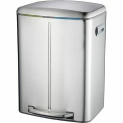 Twin Rectangular Soft Close Pedal Waste Bin 40L Stainless Steel | Adexa C11018FM40L
