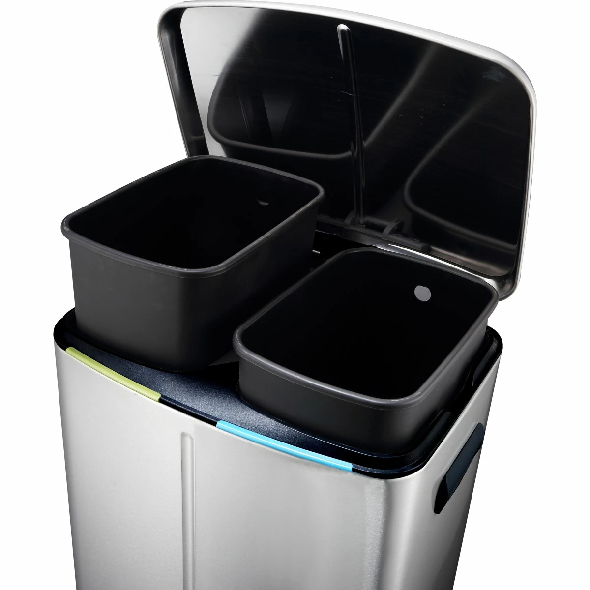 Twin Rectangular Soft Close Pedal Waste Bin 40L Stainless Steel | Adexa C11018FM40L - Image 2