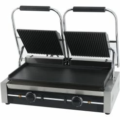 Heavy Duty Twin Panini Contact Grill 3.6kW Ribbed/Smooth | Adexa EG03C