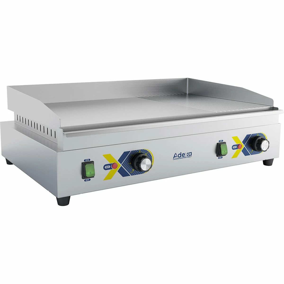 Chrome Coated Commercial Griddle Smooth/Ribbed 720x460x240mm 3.5kW Electric | Adexa EG720D