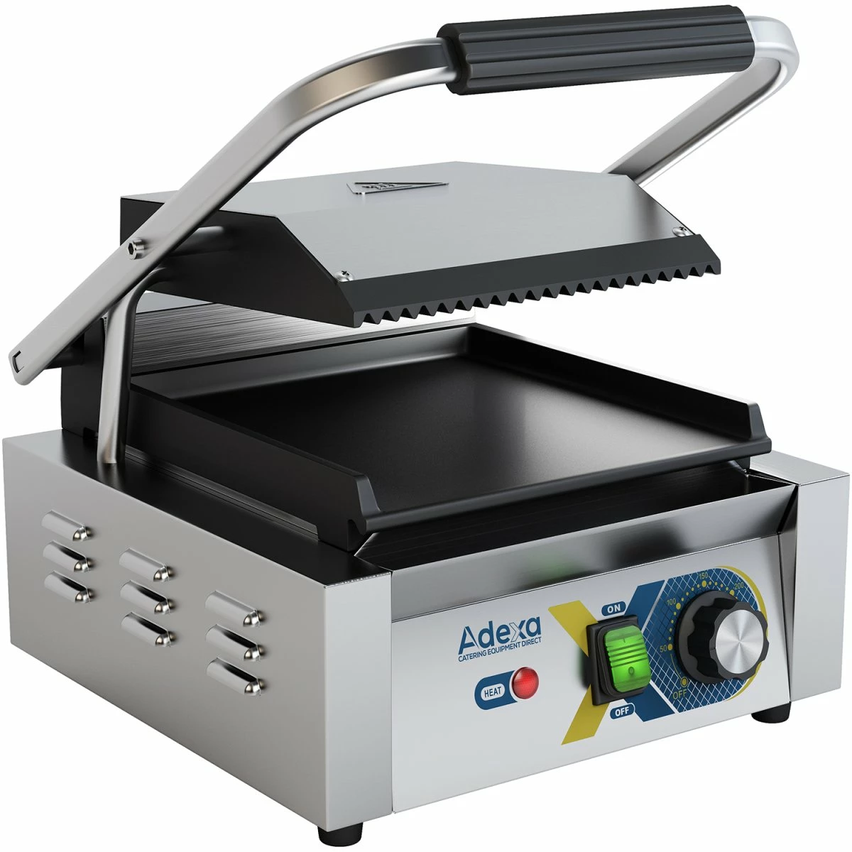 Heavy Duty Panini Contact Grill Single Ribbed/Smooth | Adexa EGD10B