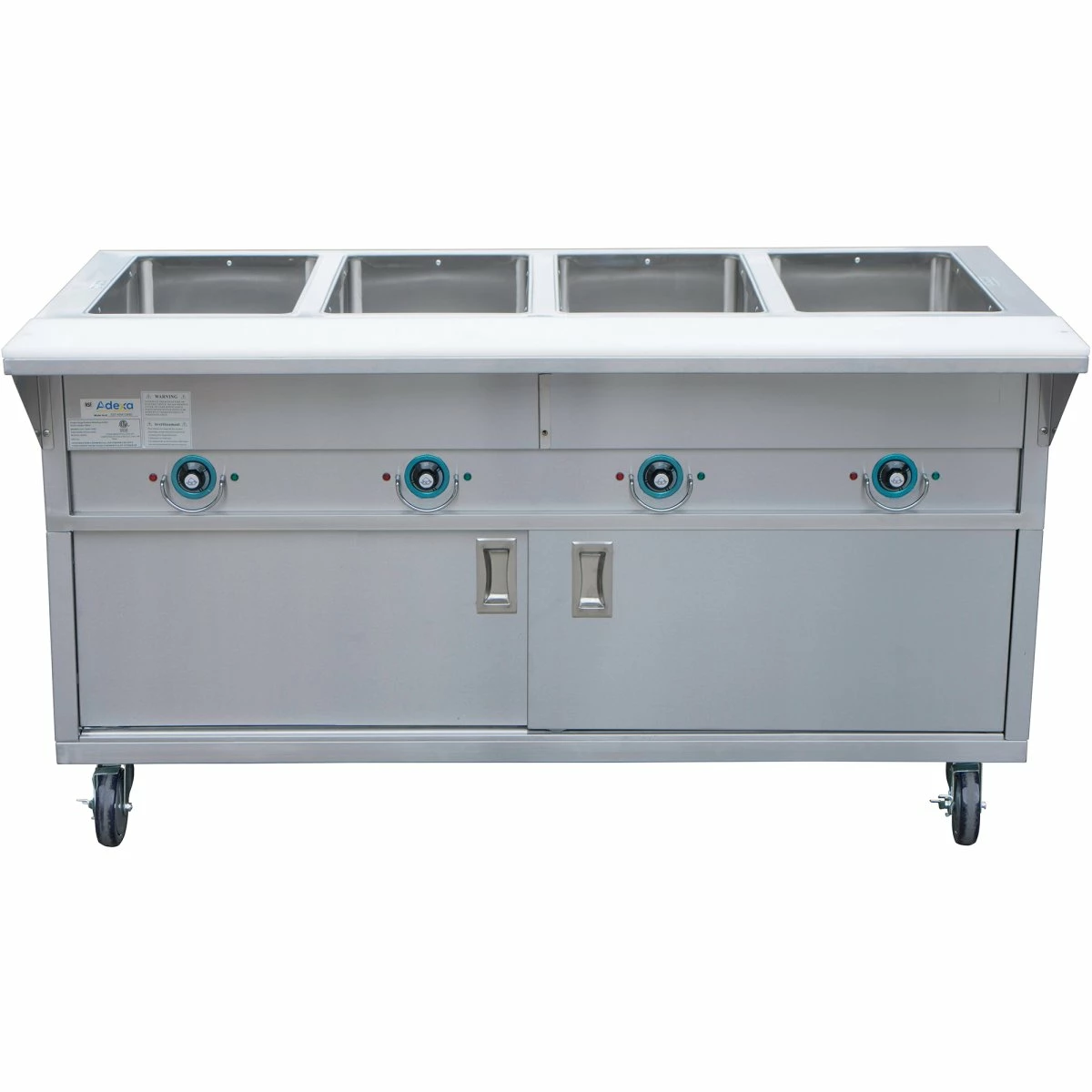 Mobile Servery Steam Table With Cupboard 4xGN1/1 | Adexa EST4SWCBSD - Image 2