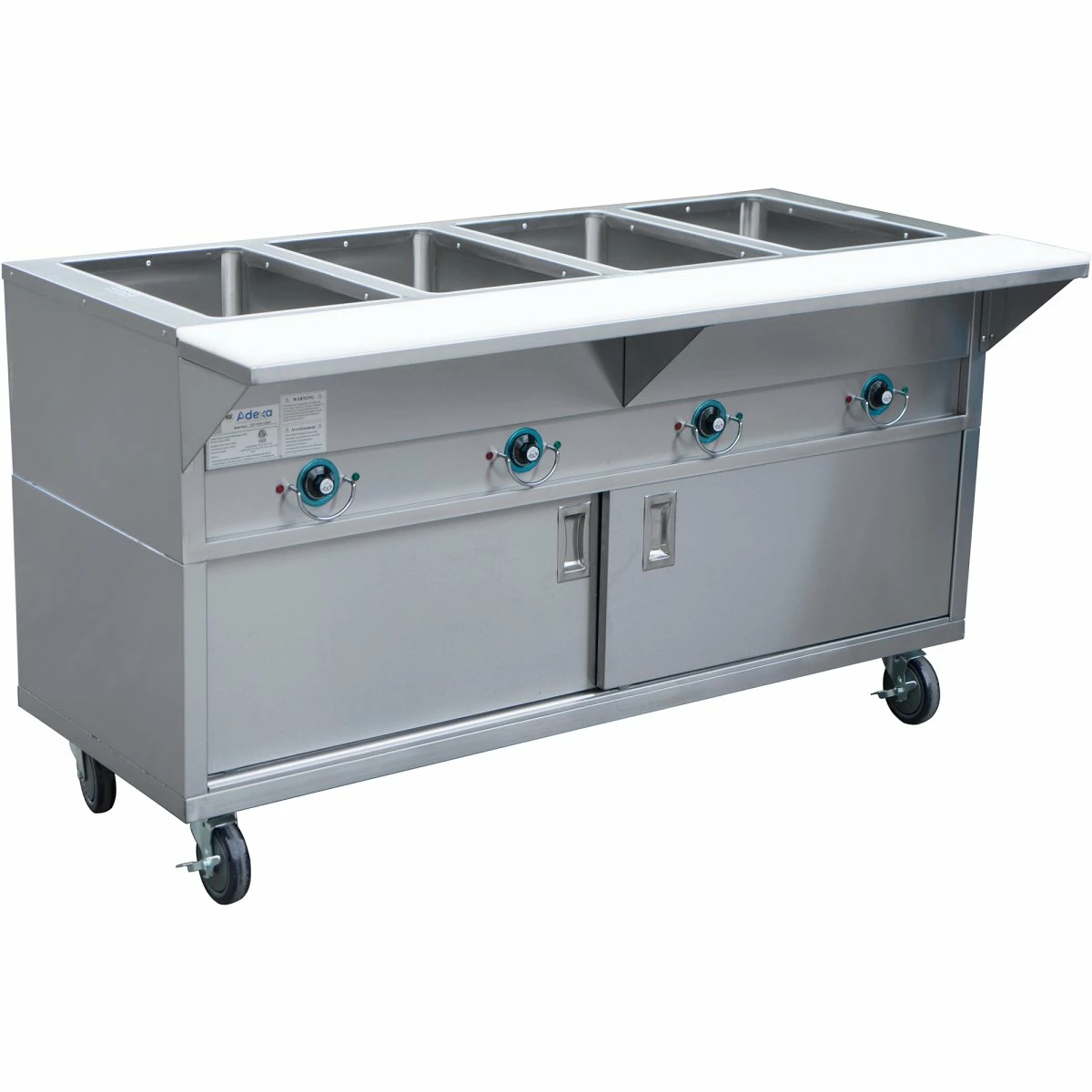 Mobile Servery Steam Table With Cupboard 4xGN1/1 | Adexa EST4SWCBSD