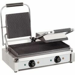 Heavy Duty Twin Panini Contact Grill 3.6kW Ribbed | Adexa EG03A