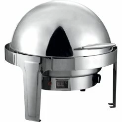 Roll Top Chafer Electric Heating Round Stainless Steel Mirror Polish 6 Litres | Adexa RA2101BE