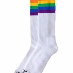 American Socks Rainbow Pride White Mid High Socks
