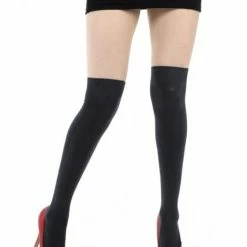 Attitude Clothing Black Over Knee Socks