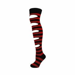 Attitude Clothing Slashed Stripy Over The Knee Socks