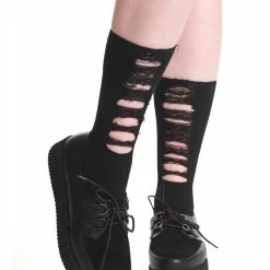 Banned Apparel Dystopian Distressed Ribbed Socks