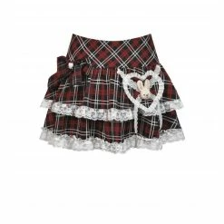 Dark In Love Gothic Lolita Plaid Bunny Mini Skirt