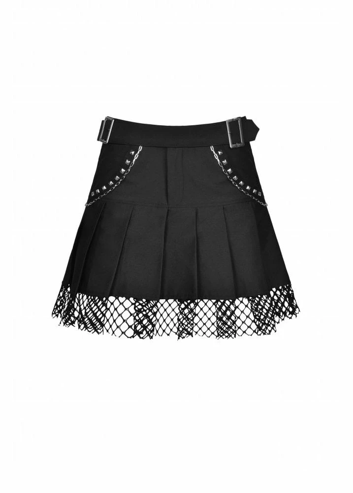 Dark In Love Pleated Net Studded Mini Skirt