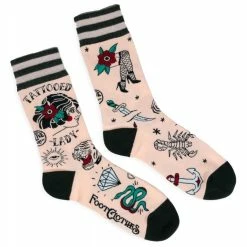 FootClothes Tattooed Lady Crew Socks