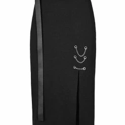 Punk Rave Dark Minimalist Chain Slit Skirt