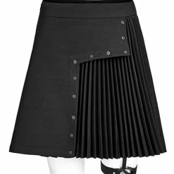 Punk Rave Dark Punk Pleated Suspender Skirt